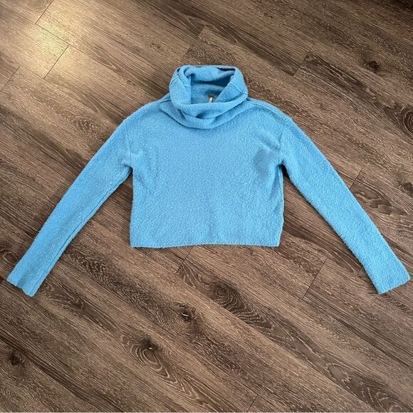 Free People Stormy Cowl Neck Blue Pullover Sweater - Picture 1 of 8